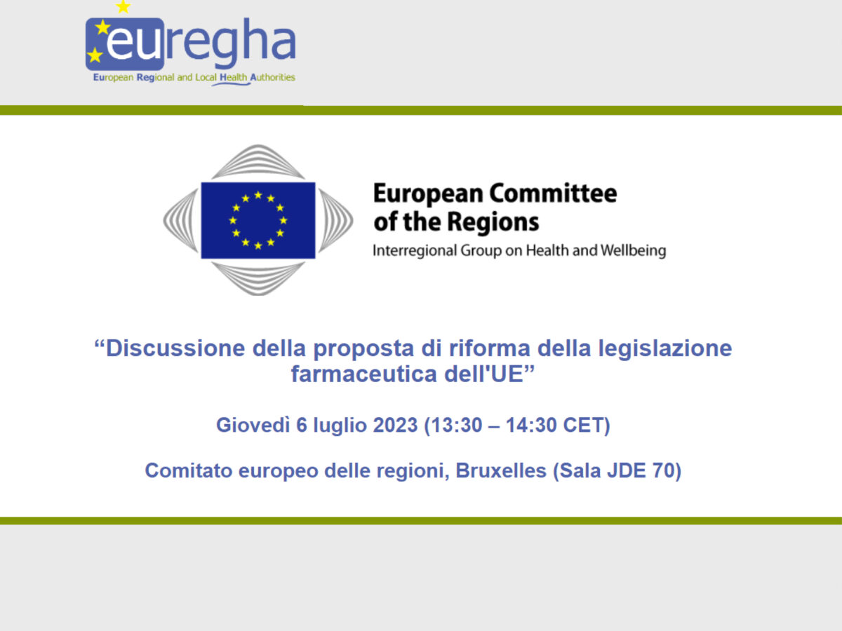 Evento “Discussione della proposta di riforma della legislazione farmaceutica dell'UE” - 6 luglio 2023