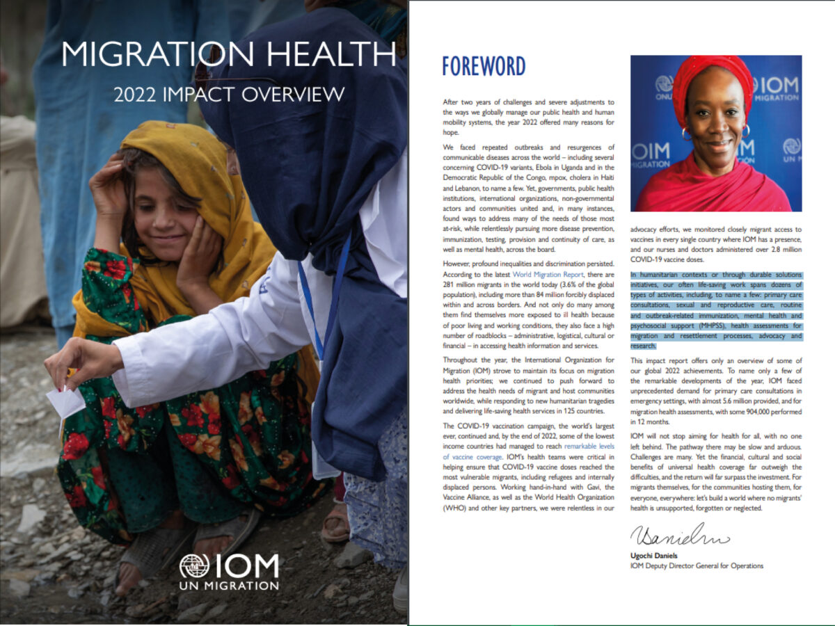 Pubblicato il rapporto dell'impatto sulla salute della migrazione nel 2022