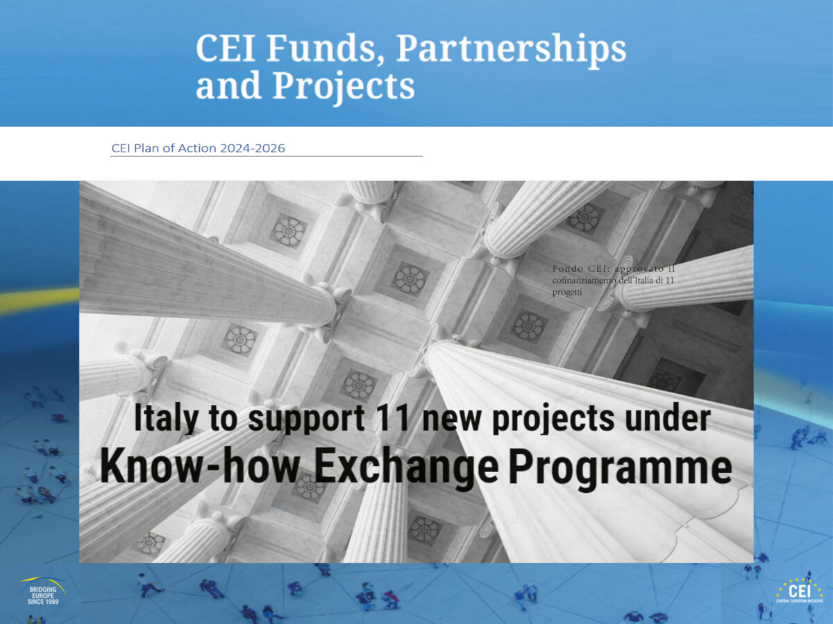 Fondo CEI: approvato il cofinanziamento dell'Italia di 11 progetti