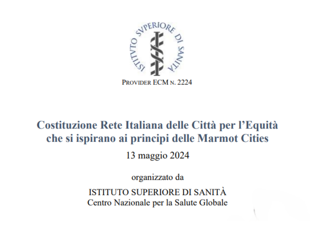 Evento ISS: Costituzione Rete Italiana delle Città per l’Equità