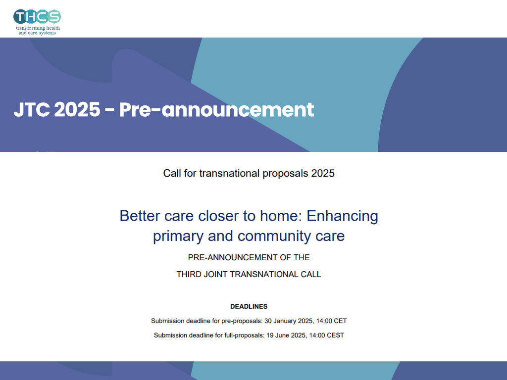 THCS: pubblicata la pre informazione per la Joint Transnational Call 2025