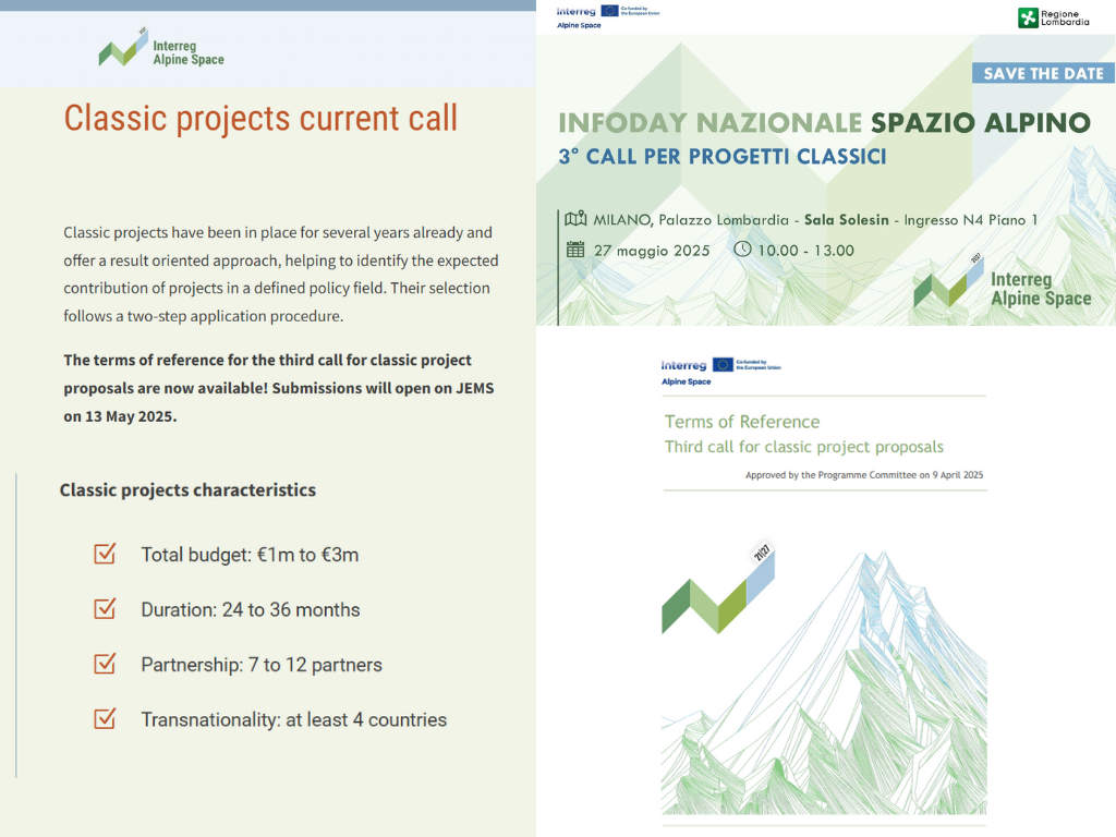 Interreg Alpine Space: aperto il terzo bando per progetti classici