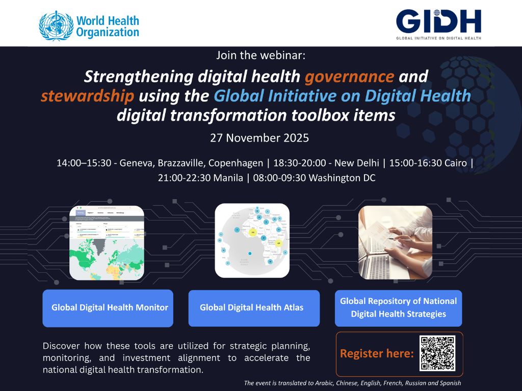 Webinar OMS: Rafforzare la governance e la gestione della sanità digitale utilizzando gli strumenti di trasformazione digitale della Global Initiative on Digital Health (GIDH)