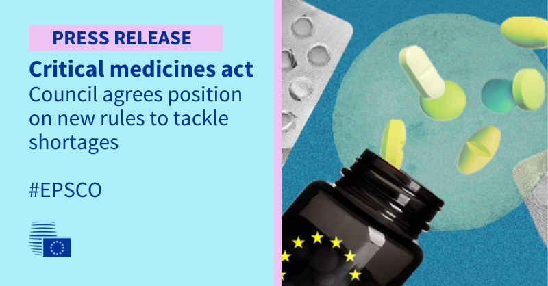Medicinali critici: il Consiglio concorda la sua posizione per mitigare i rischi