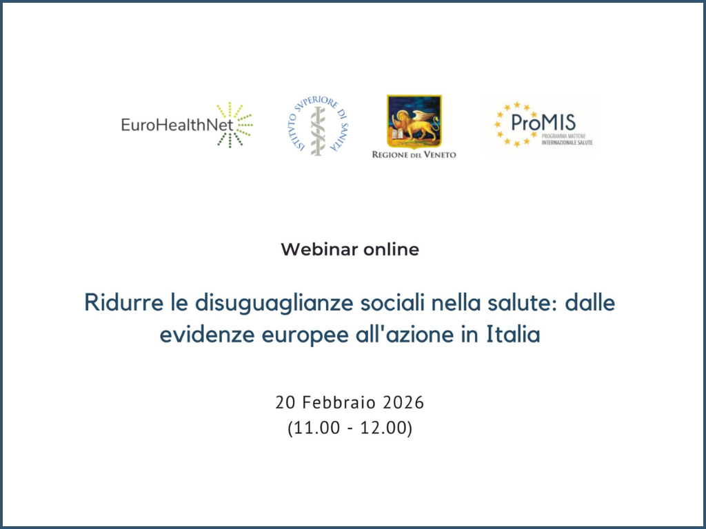 Webinar EuroHealthNet "Ridurre le disuguaglianze sociali nella salute"