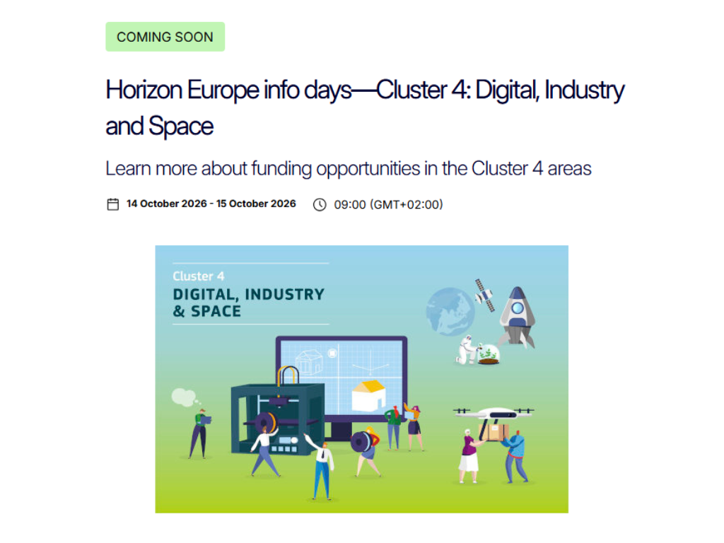 Horizon Europe Cluster 4: Info Days sul Work Programme 2027